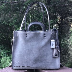 Coach 1941 Rogue Satchel Grey Suede & Gunmetal